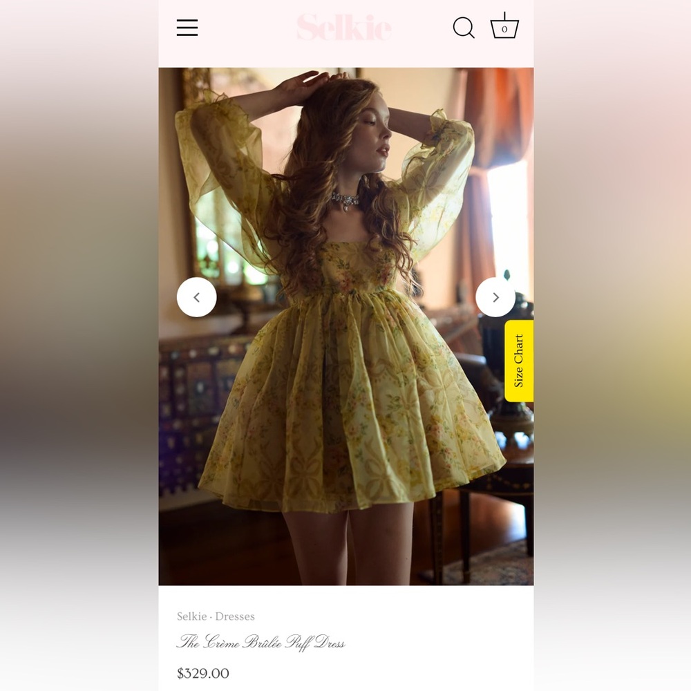 Selkie Yellow Floral Mini Puff Dress